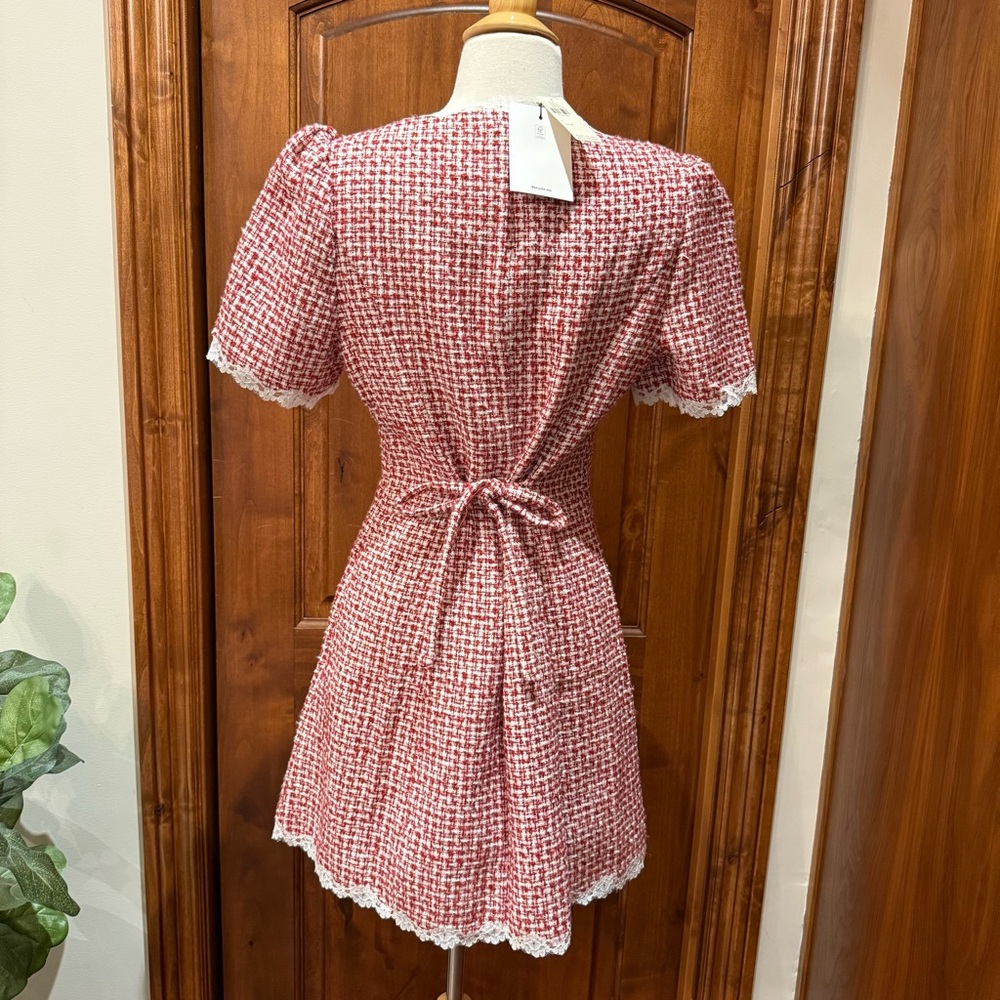 Reformation Annabella short sleeve Red and White Mini Dress - Picture 8 of 9